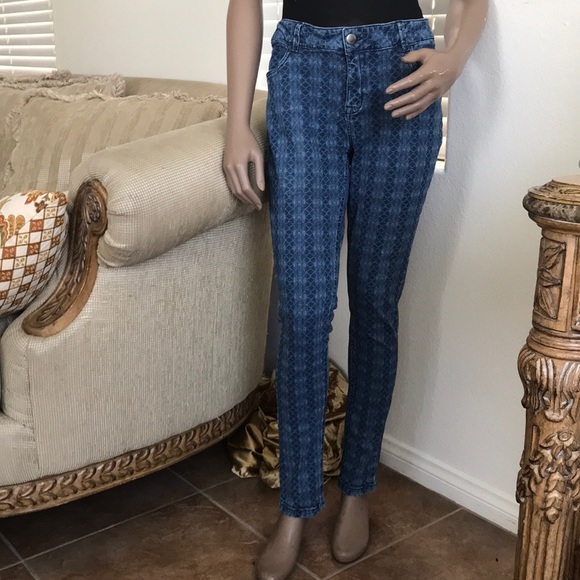 Urban Outfitters Denim - Urban Outfitters Jeans Size 32 Blue Dark Wash Plaid Print Denim Stretch Fall